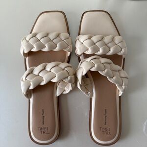 Women’s Time and Tru Cream Braided Slide Sandals